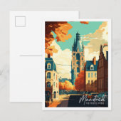 Maastricht Nederland vintage reisillustratie Briefkaart (Voorkant / Achterkant)