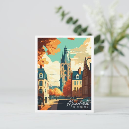 Maastricht Nederland vintage reisillustratie Briefkaart (Staand voorkant)