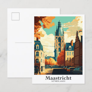 Maastricht Nederland Vintage Travel Illustratie Briefkaart