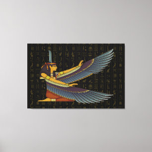 Ma'at Goddess op Hieroglyphs Canvas Print