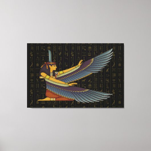 Ma'at Goddess op Hieroglyphs Canvas Print (Voorkant)