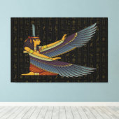 Ma'at Goddess op Hieroglyphs Canvas Print (Insitu (Houten vloer))