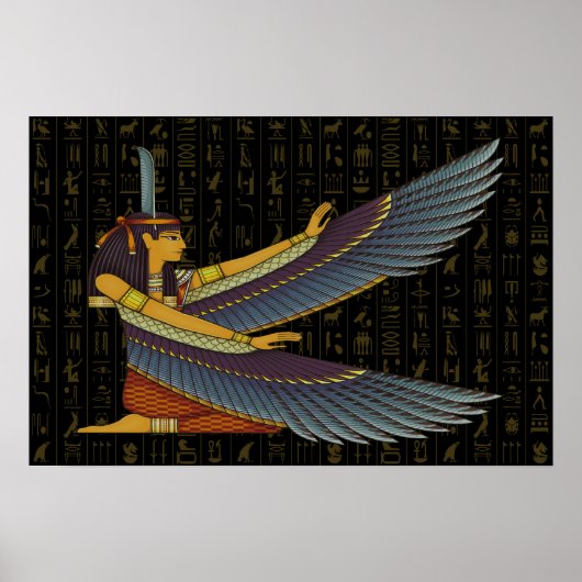 Ma'at Goddess op Hieroglyphs Poster (Voorkant)