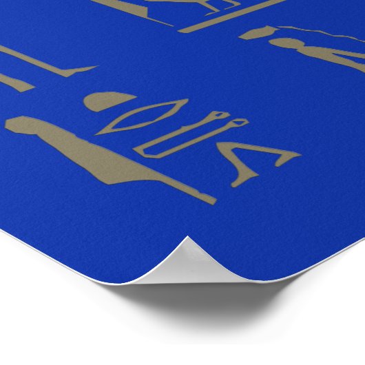 Ma'at Golden Hieroglyphs op blauw Poster (Hoek)