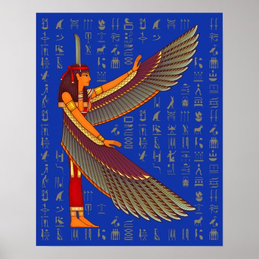 Ma'at Golden Hieroglyphs op blauw Poster (Voorkant)