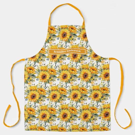 Maat Grote Girly Zonnebloemen Bloemen Schort (Voorkant)