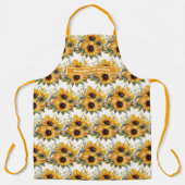 Maat Grote Girly Zonnebloemen Bloemen Schort (Voorkant)