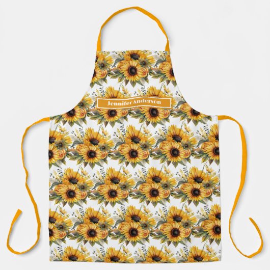 Maat Grote Girly Zonnebloemen Bloemen Schort (Voorkant)