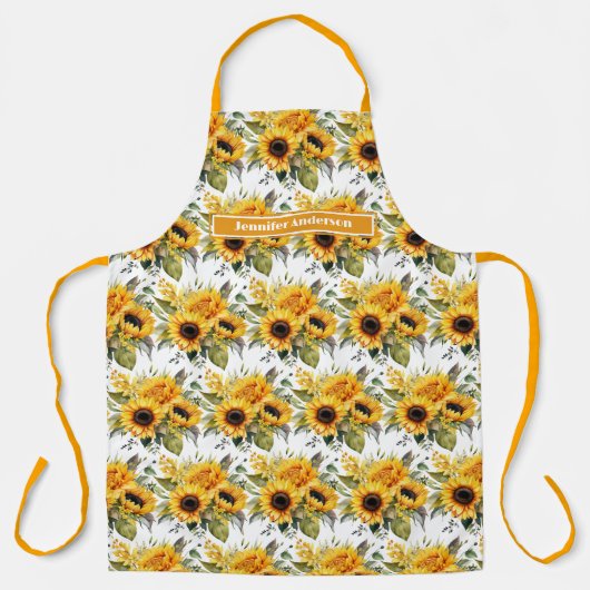 Maat Grote Girly Zonnebloemen Bloemen Schort (Voorkant)