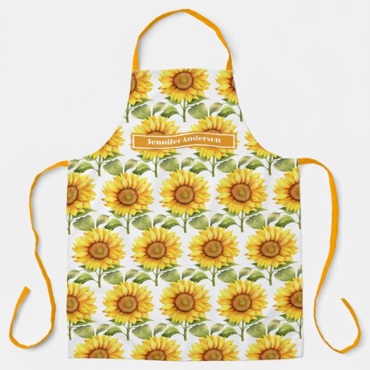 Maat Grote Girly Zonnebloemen Bloemen Schort (Voorkant)