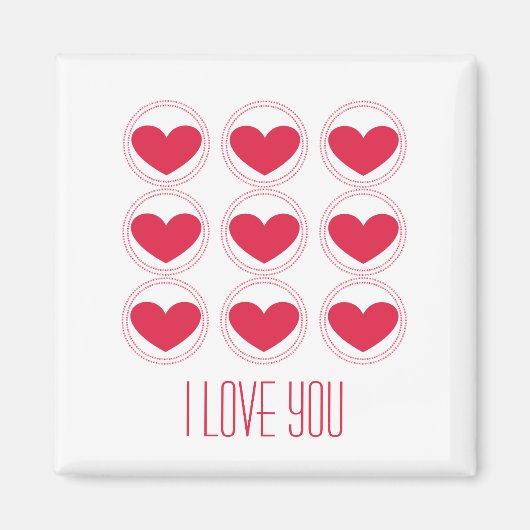 Maat Hearts Love Magnet, Donkerroze Magneet (Voorkant)