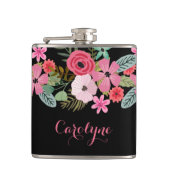 Maatkolf floranje roze toevoegen jouw naam heupfles (Voorkant)