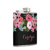 Maatkolf floranje roze toevoegen jouw naam heupfles (Rechts)