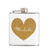Maatkolf met goudglitterhart heupfles (Voorkant)