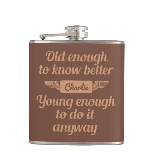 maatkolf "Old & Young" Heupfles (Voorkant)