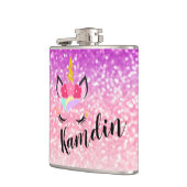 Maatkolf van Unicorn Ombre Fade Glitter Heupfles (Links)