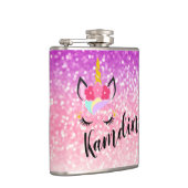 Maatkolf van Unicorn Ombre Fade Glitter Heupfles (Rechts)