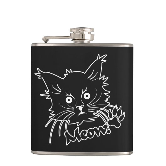 maatkolf voor zwarte kat heupfles (Voorkant)