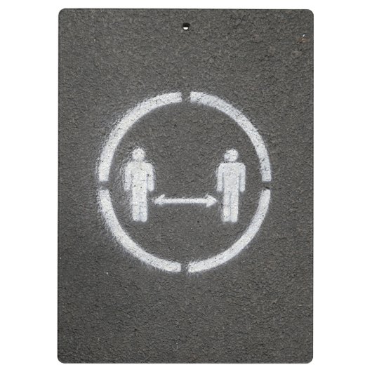 Maatschappelijk afstands-teken klembord (Achterkant)