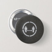 Maatschappelijk afstands-teken ronde button 5,7 cm (Voorkant /achterkant)