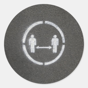 Maatschappelijk afstands-teken ronde sticker
