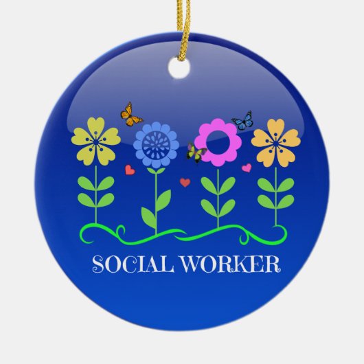 Maatschappelijk Arbeider, bloemontwerp Keramisch Ornament (Voorkant)