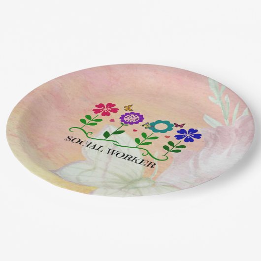 Maatschappelijk Arbeider, Pastel Springtime-design Papieren Bordje (Gekanteld)