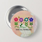 Maatschappelijk Arbeider, Pastel Springtime-design Ronde Button 7,6 Cm (Voorkant /achterkant)