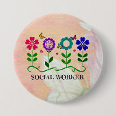Maatschappelijk Arbeider, Pastel Springtime-design Ronde Button 7,6 Cm (Voorkant)