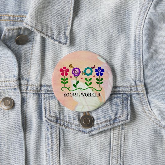 Maatschappelijk Arbeider, Pastel Springtime-design Ronde Button 7,6 Cm (In situ)