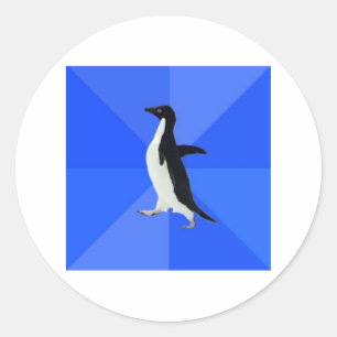 Maatschappelijk Awkward Penguin Advice Animal Meme Ronde Sticker