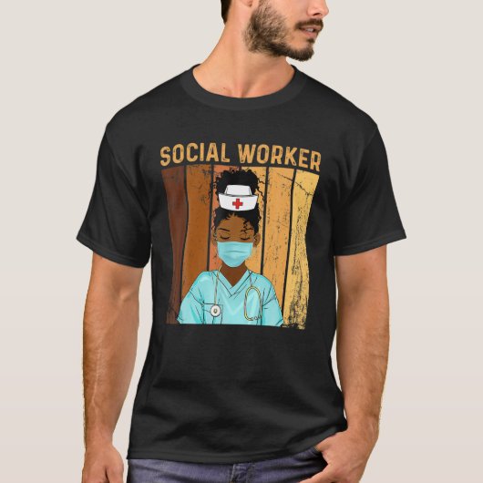 maatschappelijk werker geprezen Afro Black Hist T-shirt (Voorkant)