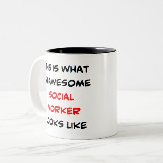 maatschappelijk werker, geweldige tweekleurige koffiemok (Voorkant links)