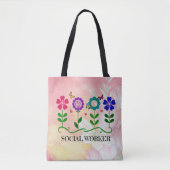 Maatschappelijk werker, Grafische bloemendesign Tote Bag (Voorkant)