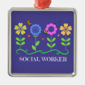 "Maatschappelijk werker," Graphic Spring Flowers, Metalen Ornament (Voorkant)