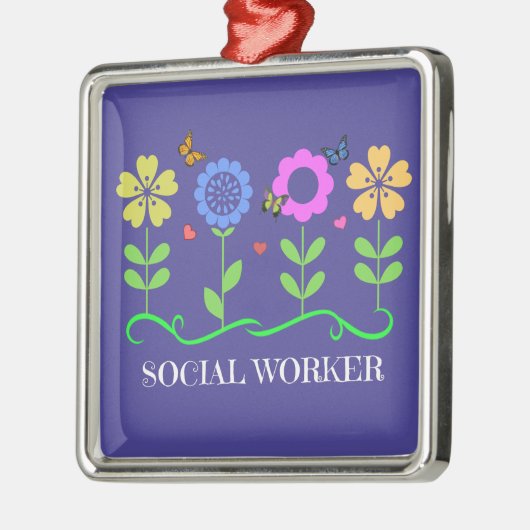 "Maatschappelijk werker," Graphic Spring Flowers, Metalen Ornament (Links)