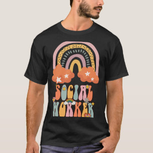 Maatschappelijk werker Groovy Retro Vintage Regenb T-shirt