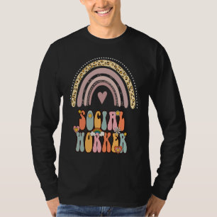 Maatschappelijk werker Groovy Retro Vintage Regenb T-shirt
