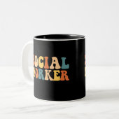 Maatschappelijk werker Groovy Tweekleurige Koffiemok (Voorkant links)