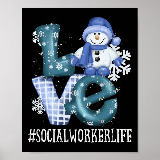Maatschappelijk werker Love Snowman Funny Winter S Poster (Voorkant)