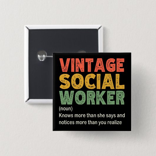 maatschappelijk werker Medewerker Grappige maatsc Vierkante Button 5,1 Cm (Voorkant /achterkant)