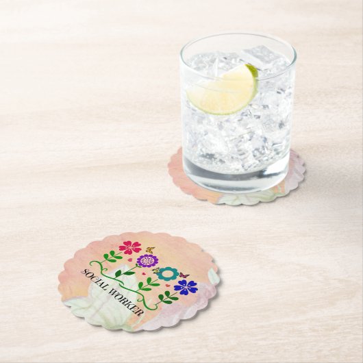 Maatschappelijk Werker, Pastel Lente Ontwerp, Kartonnen Onderzetters (Insitu)