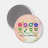 Maatschappelijk werker, Pastel Lenteontwerp, Magneet (Voorkant / Achterkant)