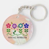 Maatschappelijk werker, Pastel lenteontwerp, Sleutelhanger (Achterkant)