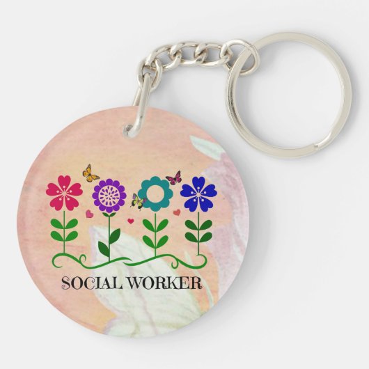 Maatschappelijk werker, Pastel lenteontwerp, Sleutelhanger (Achterkant)