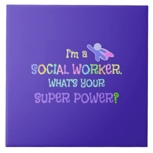 Maatschappelijk werker, pastel tekst funky ontwerp tegeltje