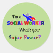 Maatschappelijk Werker Superheld Ronde Sticker (Voorkant)