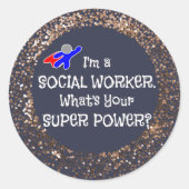 Maatschappelijk Werker Superkracht Ronde Sticker (Voorkant)