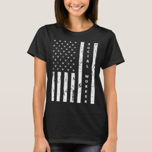 Maatschappelijk werker vintage Amerikaanse vlag tr T-shirt