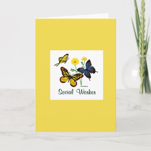 Maatschappelijk werker Vlinders Dank u Bedankkaart (Voorkant)